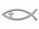 Fish With Cross Car Badge Silver