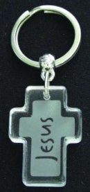 Cross Jesus Crystal Key Ring