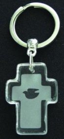 Cross Dove Crystal Key Ring