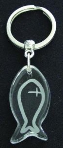 Fish Cross Crystal Key Ring
