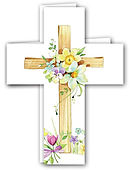 Floral Cross Pink Card - Pack of 4