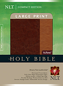 NLT Compact Bible: Brown & Tan TuTone, Leatherlike, Large Print