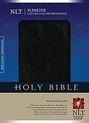 NLT Slimline Center Column Reference Bible: Black, Bonded Leather