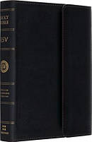 ESV Large Print Compact Bible Snap Clasp Bonded Leather Black