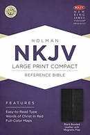 Nkjv Large Print Compact Reference Bible, Black Bonded Leather With Ma