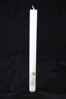White Advent Candle Printed with Gold (Each)
