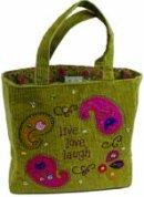 Live Love Laugh Tote Bag: Olive, Corduroy