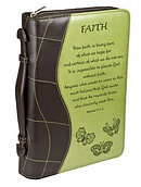 Faith Two Tone Lux Leather Bible Cover: Green, Large