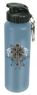 Stainless Steel Water Bottle - Cross Blue