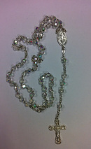 Sterling Silver Rosary with Aurora Borealis Crystal Beads