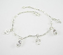Cross & Navette Cut Crystal Charm Bracelet: Silver with Clear Crystal