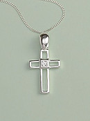 Cut Out Cross Pendant: Silver with Clear Diamonique