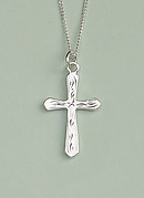 Flared & Engraved Cross Pendant: Silver