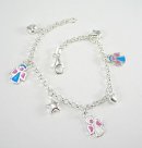 Angel, Star & Heart Charm Bracelet: Silver