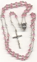 Catholic Rosary: Light Rose Swarovski� Crystal