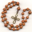 Anglican Rosary: Brown Fossil with Gold-Finish Cross