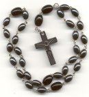 Anglican Rosary: Hematine & Black Czech Glass with Hemalyke Crucifix 