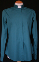 Women's Teal Fitted Clerical Shirt Size 22
