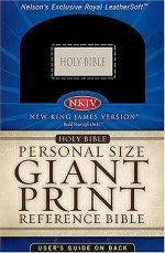 NKJV Personal Size Reference Bible: Black and Red, LeatherSoft, Giant Print