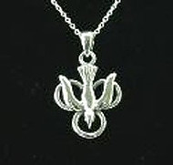 Dove and Trefoil Silver Necklace
