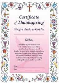 Certificate Of Thanksgiving Pink - Pack of 20