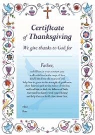 Certificate of Thanksgiving Blue - Pack of 20