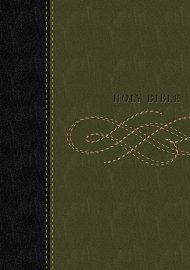 KJV Personal Size, Giant Print Bible: Black / Khaki Green, LeatherSoft, 