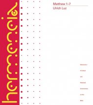 Matthew 1-7 : Vol 1 : Hermeneia Commentary