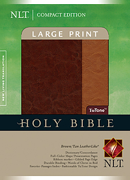 NLT Compact Bible: Brown & Tan TuTone, Leatherlike, Large Print