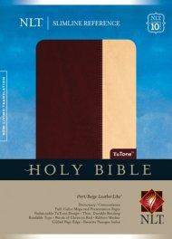 NLT Slimline Reference Bible: Port & Beige, Bonded Leather