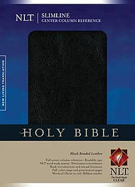 NLT Slimline Center Column Reference Bible: Black, Bonded Leather