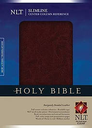 NLT Slimline Center Column Reference Bible: Burgundy, Bonded Leather