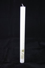 White Advent Candle Printed with Gold (Each)