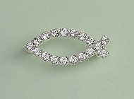 Crystal Fish Brooch: Silver with Clear Crystal