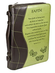Faith Two Tone Lux Leather Bible Cover: Green, Large