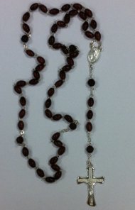 Brown Wooden and Sterling Silver Rosary