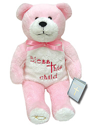 Bless This Child Pink Holy Bear