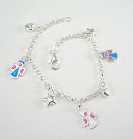Angel, Star & Heart Charm Bracelet: Silver