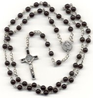 Catholic St. Benedict  Rosary: Black Czech Glass 