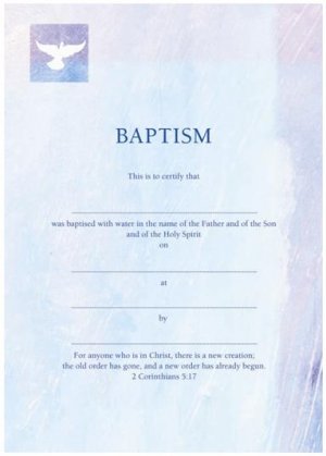 Baptism Certificate Blue / Purple - Pack of 10