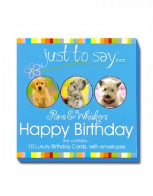 Luxury Paws & Whiskers Birthday Cards - Pack of 10