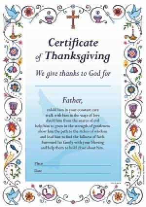Certificate of Thanksgiving Blue - Pack of 20