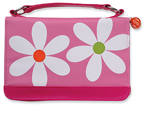 Microfibre Daisy Bible Cover: Pink,  Large