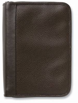 Pebbled Organizer Leather Large Chocolate Bible Cover