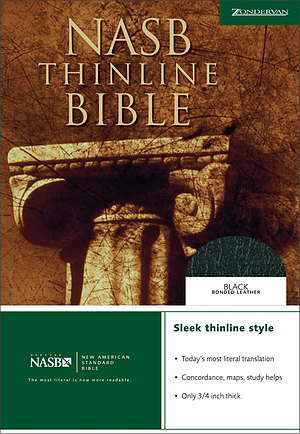 NASB Thinline Bible: Black, Bonded Leather