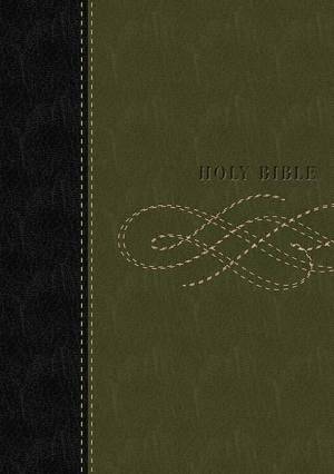 KJV Personal Size, Giant Print Bible: Black / Khaki Green, LeatherSoft, 