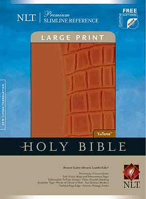 NLT Slimline Bible: Brown and Alligator, Imitation Leather, Large Print