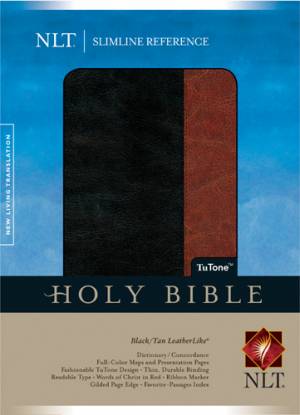 NLT Slimline Reference Bible: Black and Tan, LeatherLike