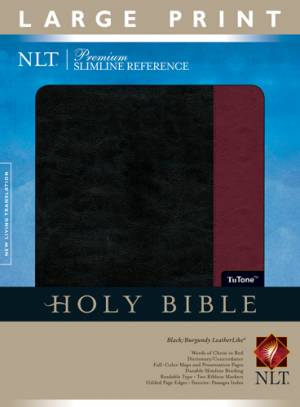 NLT Premium Slimline Reference Bible: Burgundy, LeatherLike, Large Print 