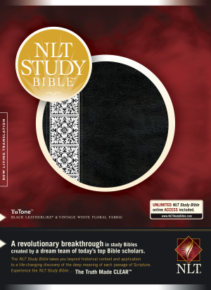 NLT Study Bible: Black / White Floral, Tu Tone, Thumb Indexed